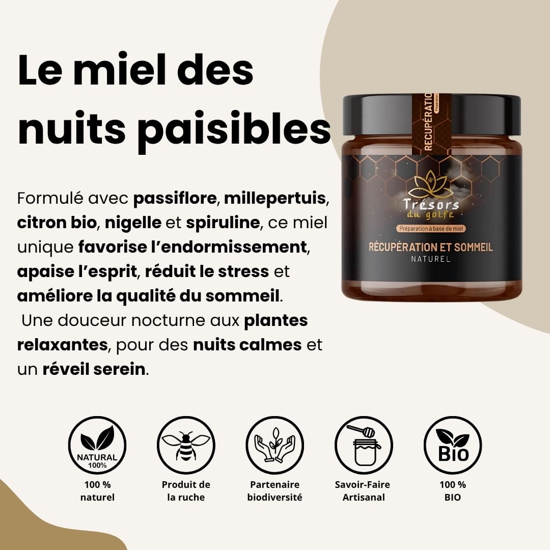 Miel Récupération et Sommeil - 250G trésors du golfe